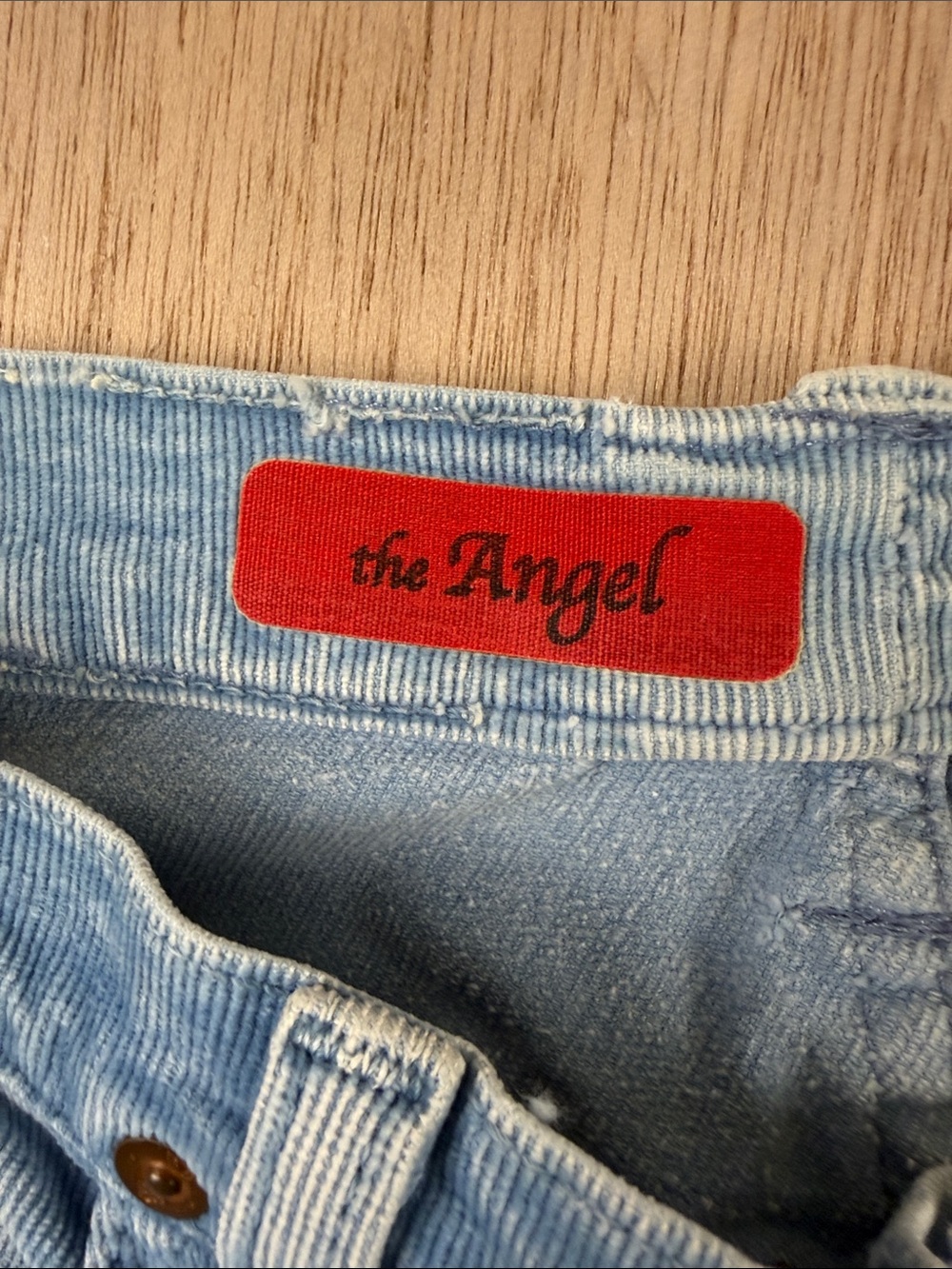 AG Adriano Goldschmied The Angel Distressed Corduroy Pants Light Blue Bootcut 31 - Picture 5 of 12